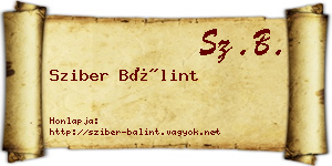 Sziber Bálint névjegykártya